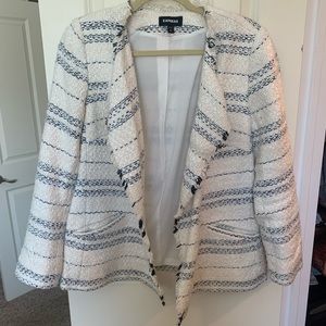Express knitted black and white blazer